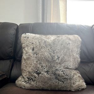Luxurious Faux Fur Pillow in Gray